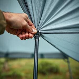 Clipping flysheet first in light rain