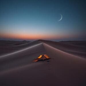 Tent pitched on Thar desert dunes